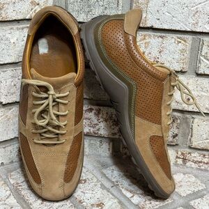 Cole Haan Mens Brown Perforated Leather and Suede Fashion Sneakers